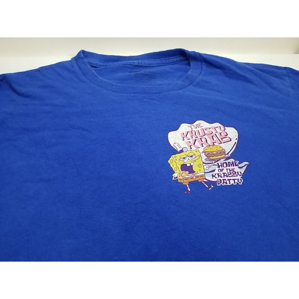 Nickelodeon Spongebob Krusty Krab Long Sleeve Blue Graphic T-Shirt Mens Small